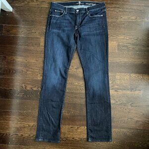 7 for all Mankind Dark Wash blue Mid-rise Jeans Straight Leg-Size 32